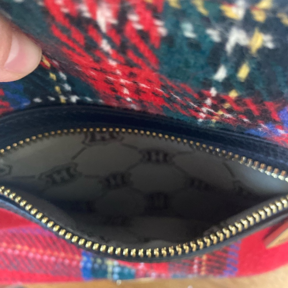 J.W. HULME CO. Red Plaid Crossbody Bag with Black Leather and brass handles - Picture 7 of 12